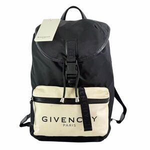 GIVENCHY Black Nylon Leather Trim Backpack Made in Romania